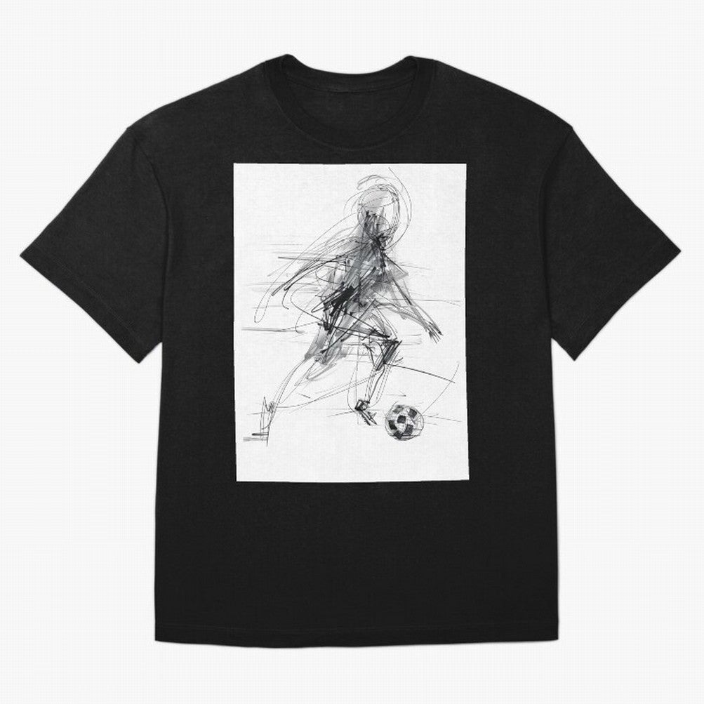 Abstract Soccer Player Sketch ¡ª Minimal Line Art Design Premium T-Shirt Honor FIFA World Cup 2026 USA Canada Mexico Celebrating, Adidas Soccer Jersey For Match Day, Nike Football Fan Shirt For Messi Fans, Jordan Supporter Top, Mbappe Argentina