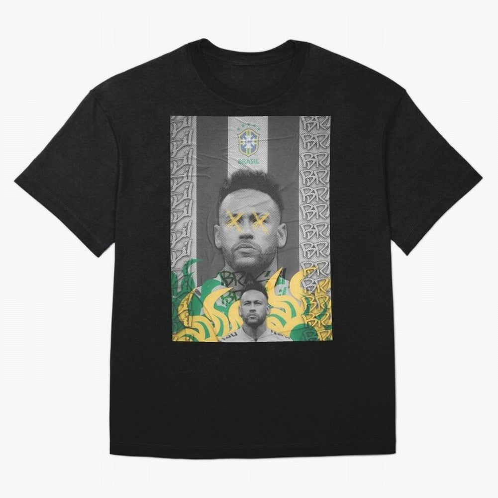 Brazil Football Star Grunge Poster T-Shirt FIFA World Cup 2026 Argentina Griezmann Jersey, Nike Match Day Shirt, Messi Spain Fans, Adidas Supporter Tee, Jordan Soccer Fan Top, De Bruyne Paraguay Match Day