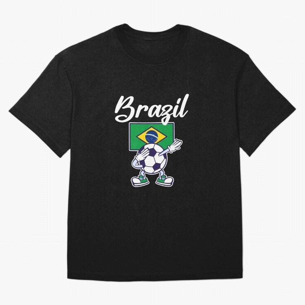 BRAZIL - Dabbing Football Soccer Ball - BRAZIL Classic T-Shirt Represent Fans Who Live For FIFA World Cup 2026 Group, Nike Fan Jersey For Group Stage, Jordan Soccer Shirt For Neymar Fans, Adidas Match Day Top, Cristiano Ronaldo Uruguay Goal