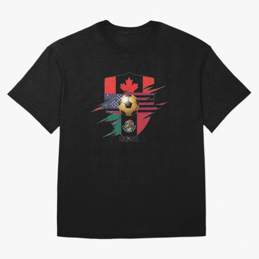 Golden Soccer Ball 2026 Host Nations Emblem Classic T-Shirt Messi Brazil Football Jersey, Jordan Football Tee, World Cup 2026, Adidas Fan Shirt, Nike Supporter Top, Yamal USA Football Fans