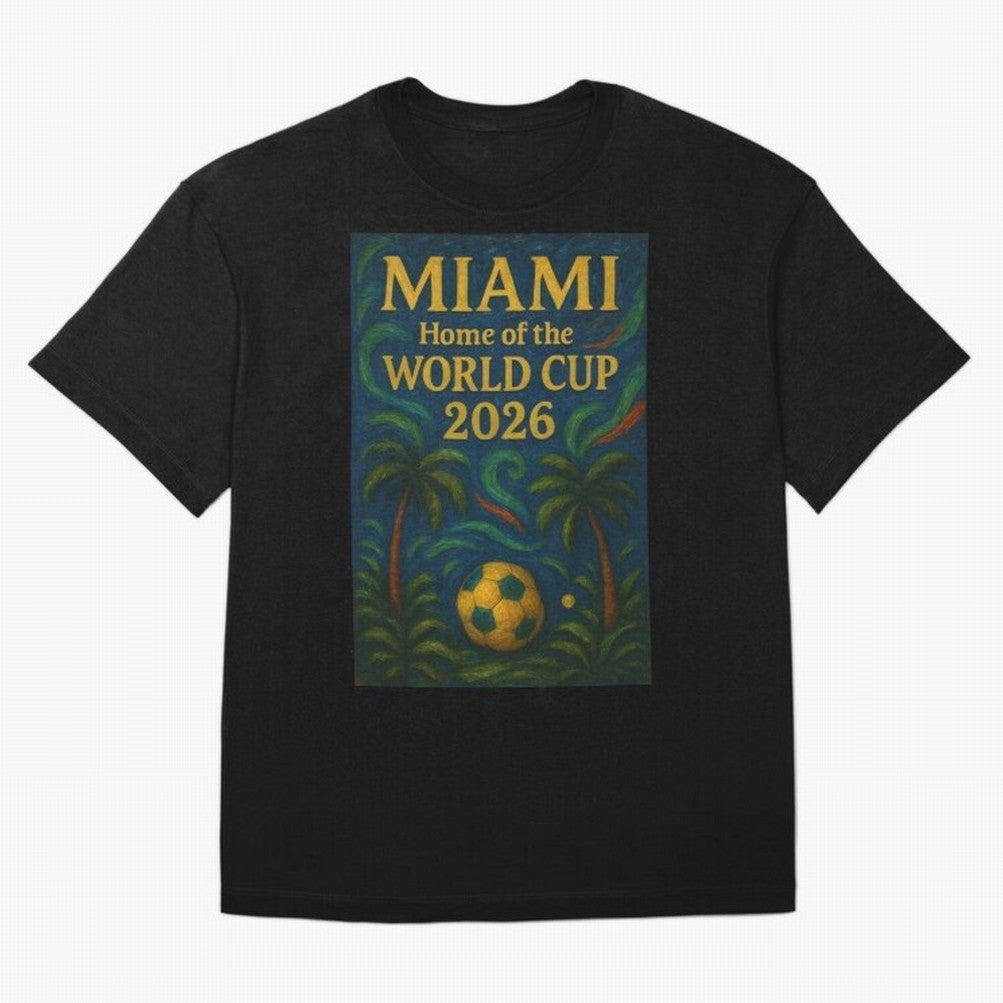 Miami Home of the World Cup 2026 Soccer Fan Poster ¡ª Tropical Art Print Classic T-Shirt Capture FIFA World Cup 2026 Centered On Messi, Neymar And Fan Jersey, Jordan Supporter Tee, Portugal Supporter Shirt, Nike World Cup Shirt, Messi Adidas