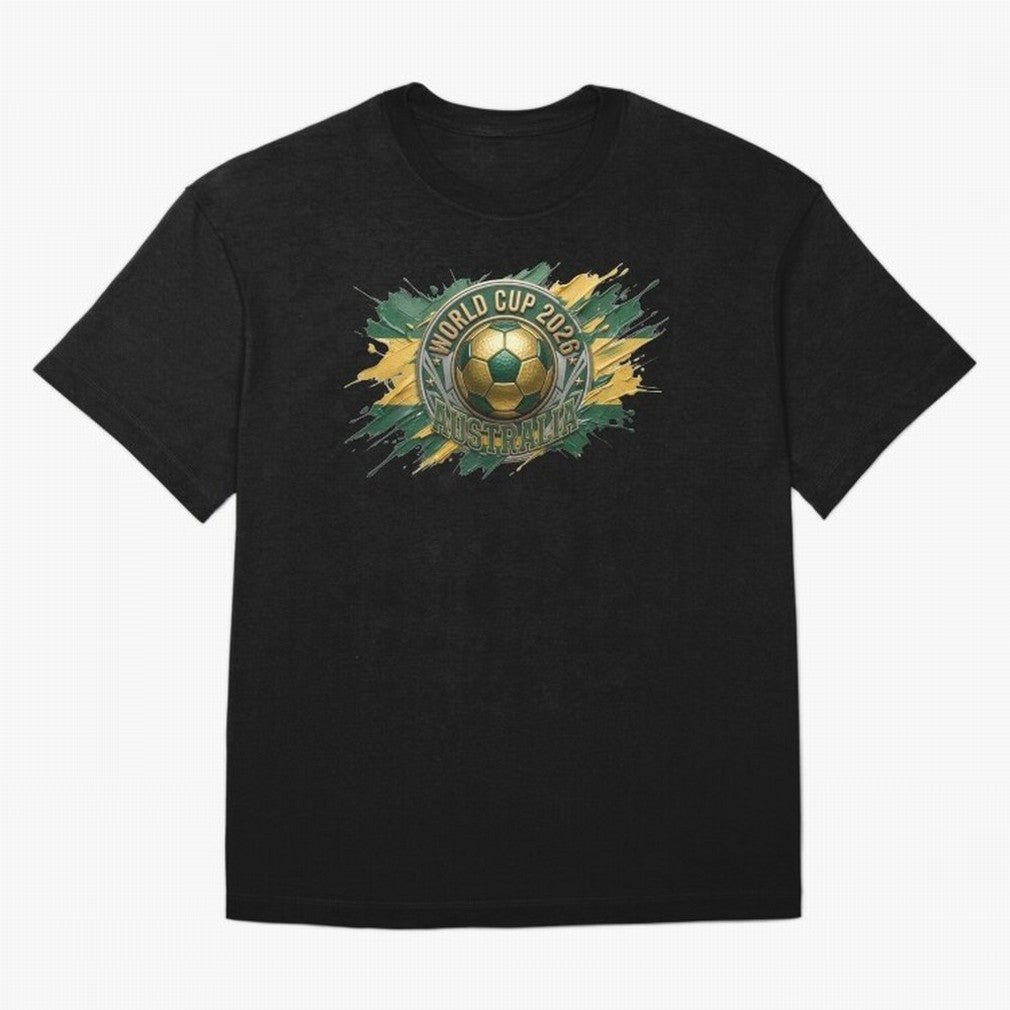World Cup 2026 Australia Soccer Ball Paint Splash Classic T-Shirt Back The Journey Through FIFA World Cup 2026 Group Stage Fan Jersey, Jordan Supporter Tee, Argentina Supporter Shirt, Nike World Cup Shirt, Mbappe Adidas Football Fan Top, Kane