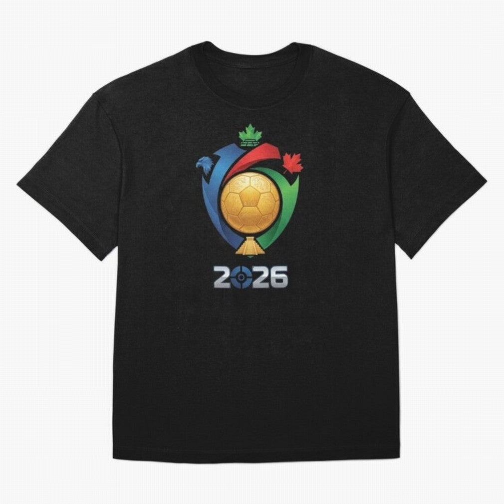 Golden Soccer Ball 2026 Host Nations Emblem Classic T-Shirt Messi Argentina Football Jersey, Jordan Football Tee, World Cup 2026, Adidas Fan Shirt, Nike Supporter Top, Foden Belgium Knockout Round