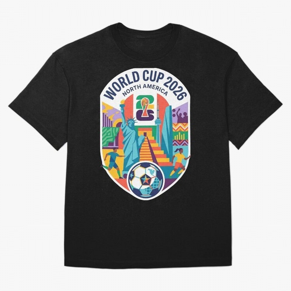 World Cup 2026 North America Soccer Tournament Colorful Emblem Classic T-Shirt Argentina Neymar World Cup 2026 Jersey, Jordan Supporter Tee, Match Day, Nike World Cup Shirt, Adidas Football Fan Top, Neymar Netherlands Final Match