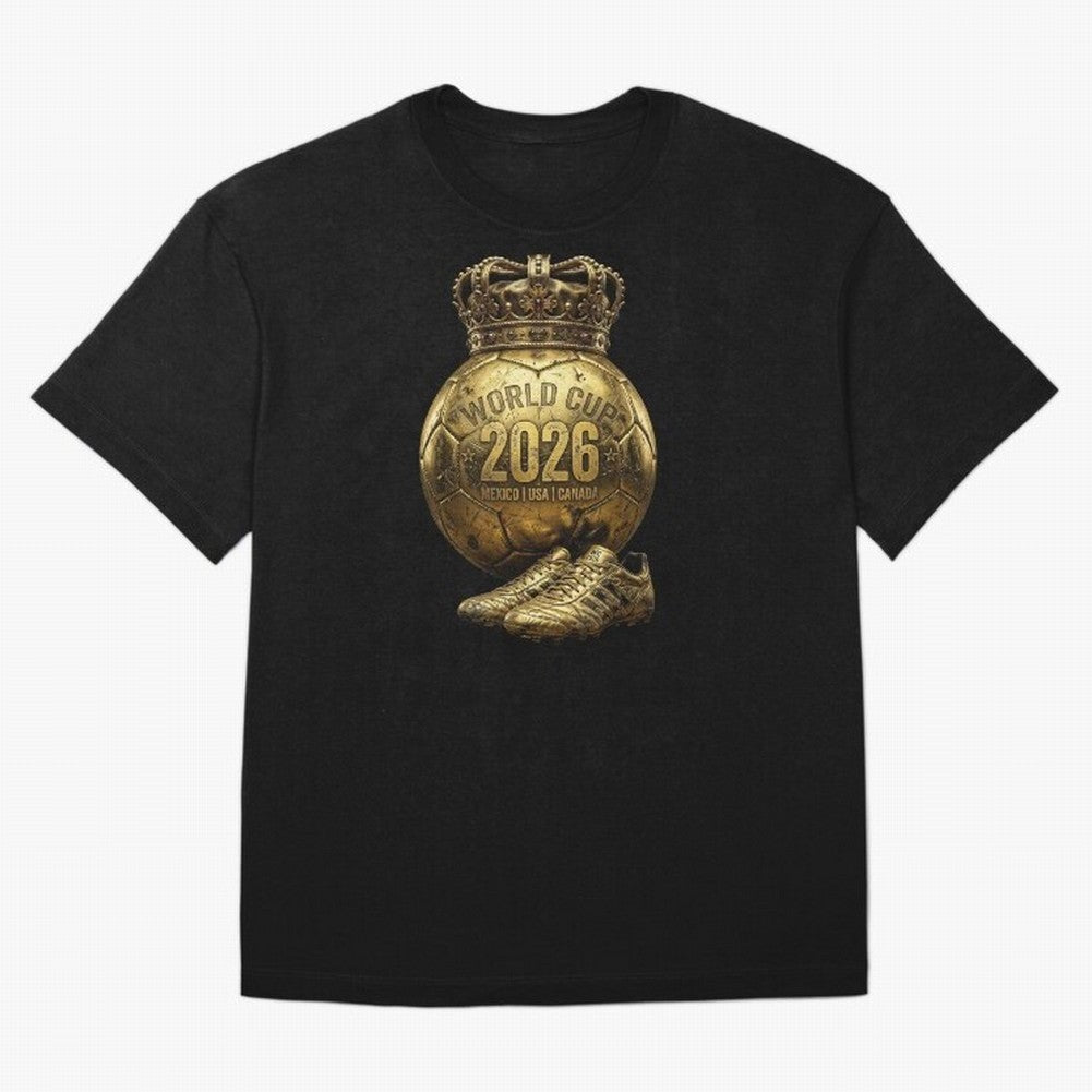 World Cup 2026 Golden Soccer Ball Crown- Mexico USA Canada Classic T-Shirt FIFA World Cup 2026 Canada Bellingham, Nike Fan Jersey For Group Stage, Jordan Soccer Shirt For Cristiano Ronaldo Fans, Adidas Match Day Top, Yamal Argentina Goal Celebration