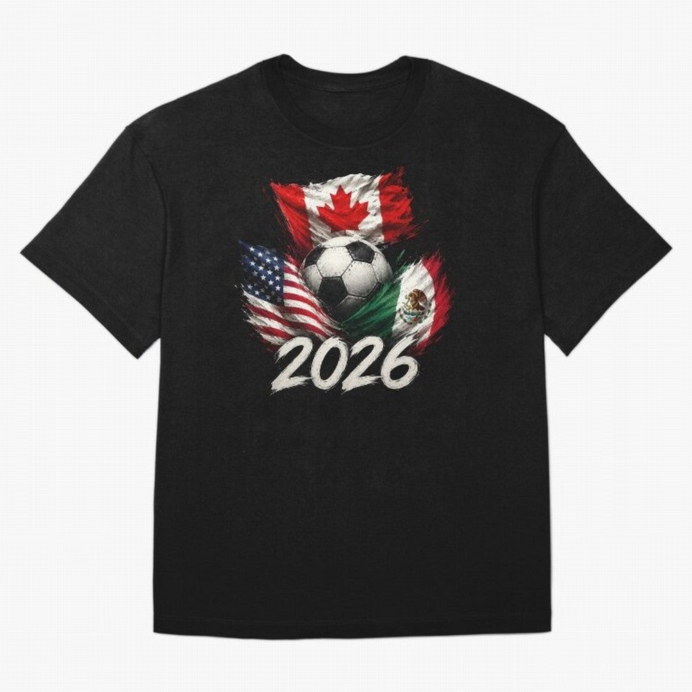 Soccer 2026 USA Canada Mexico ¨C World Football Flags Design Classic T-Shirt FIFA World Cup 2026 Argentina De Bruyne Jersey, Nike Match Day Shirt, Messi Spain Fans, Adidas Supporter Tee, Jordan Soccer Fan Top, Mbappe Mexico Trophy Race