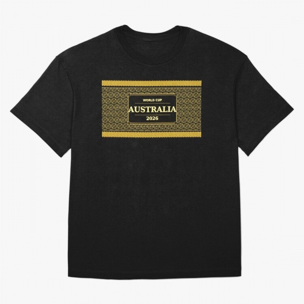Australia Football Fan 2026 Black Gold Luxury Wrap ¡ª Socceroos Soccer Fan Classic T-Shirt Neymar France Football Jersey, Adidas Football Tee, World Cup 2026, Nike Soccer Shirt, Jordan Match Day Top, Foden Ghana Stadium Chant