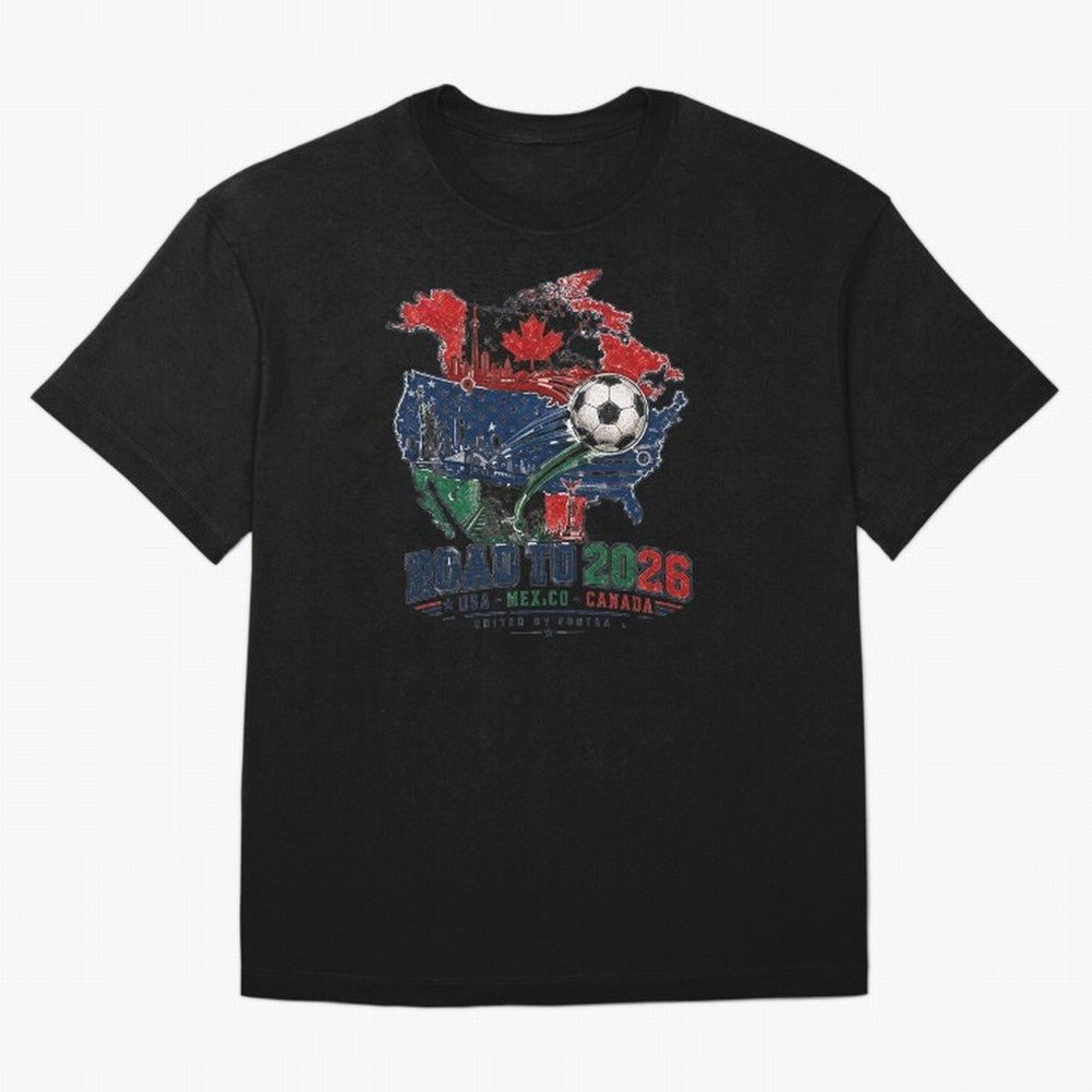 Road to 2026 USA Mexico Canada Soccer Badge Classic T-Shirt Argentina Messi World Cup 2026 Jersey, Nike Fan Tee, Match Day, Jordan Soccer Shirt, Adidas Match Day Top, Messi Portugal Final Match