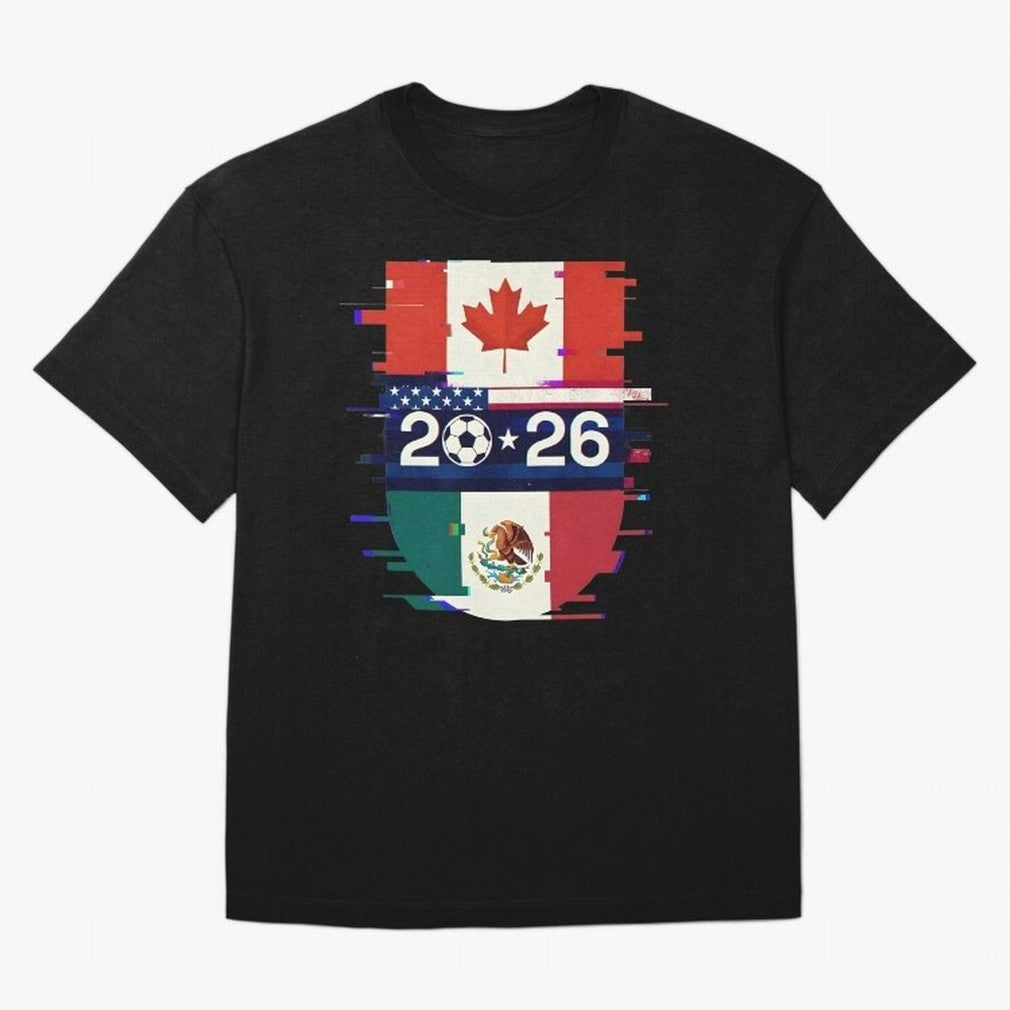 Glitched United 2026 - North America Emblem Cup Classic T-Shirt FIFA World Cup 2026 Canada Saka, Adidas Match Day Jersey For Fan Club, Jordan Football Shirt For CR7 Fans, Nike Soccer Fan Top, Salah Ecuador Knockout Round