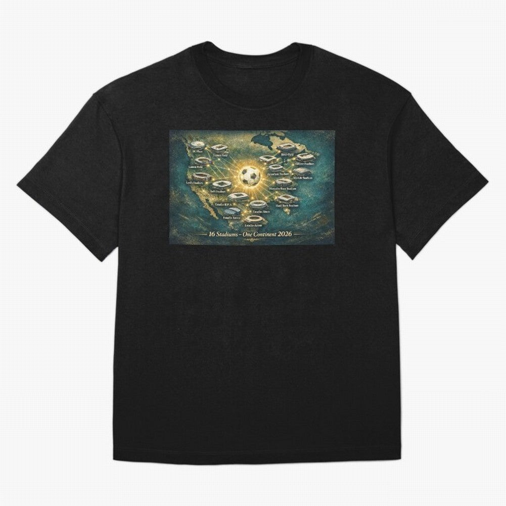 2026 Stadiums Across North America World Cup Classic T-Shirt Celebrate Unforgettable Nights In FIFA World Cup 2026 For Jersey, Adidas Soccer Tee, Messi Portugal Fans, Nike Football Fan Shirt, Jordan Supporter Top, Son England Trophy Race