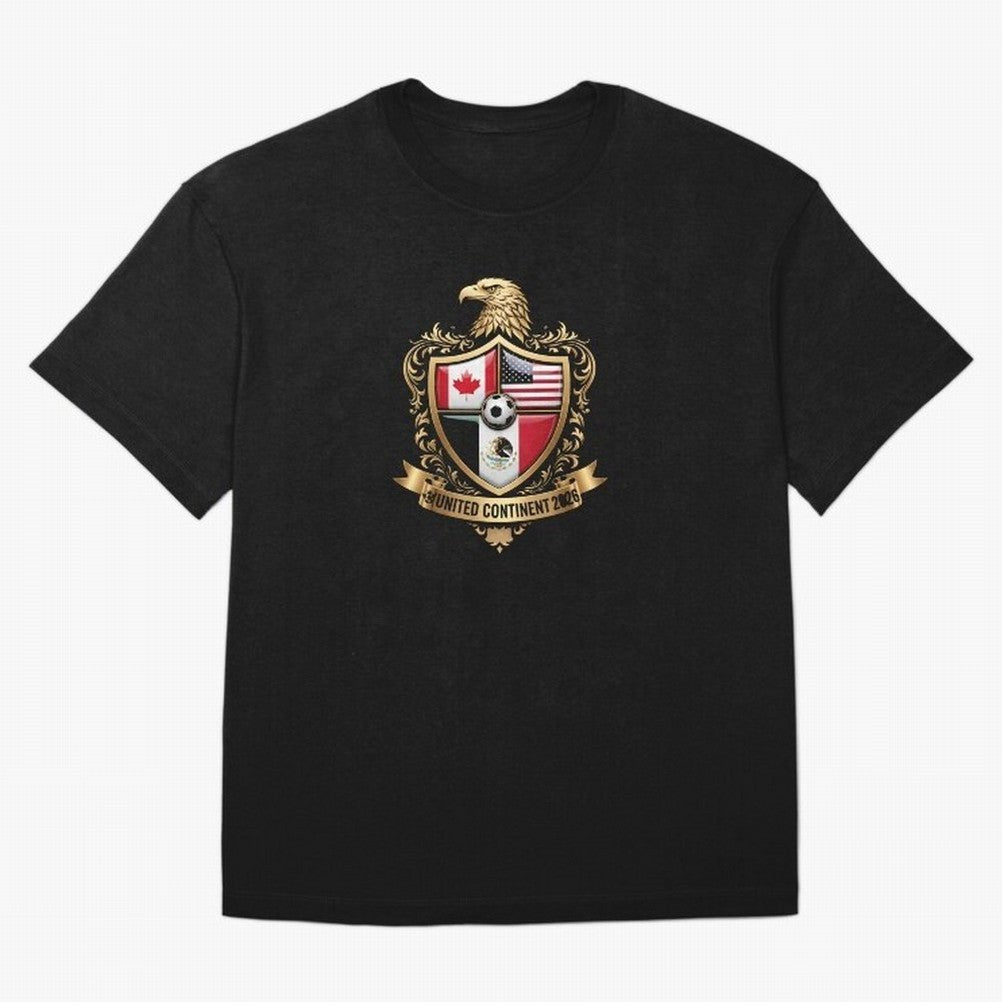 Golden Continental Eagle Soccer World Cup Crest 2026 T-Shirt_83050983 Classic T-Shirt Mbappe Portugal Football Jersey, Jordan Football Tee, World Cup 2026, Adidas Fan Shirt, Nike Supporter Top, Vinicius USA Football Fans
