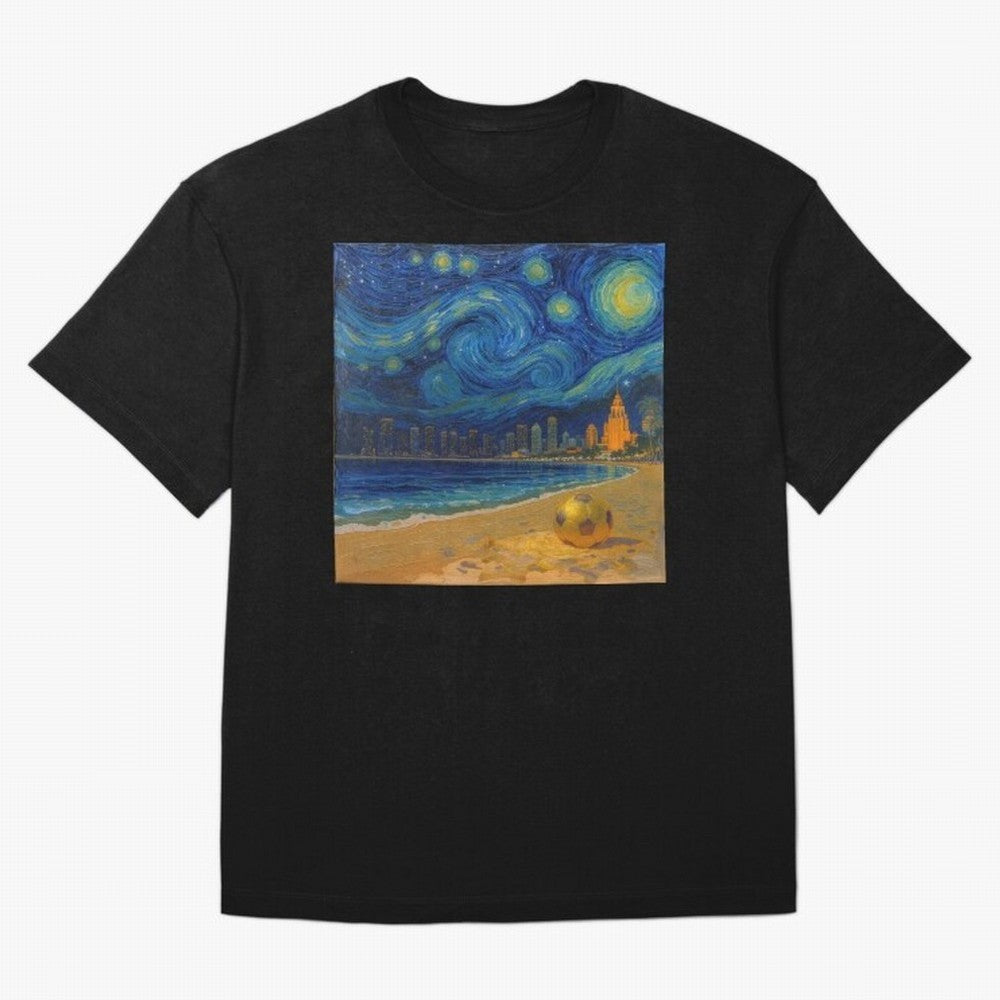 Golden Miami Starry Night Beach Soccer Fine Art Print Impasto Oil Painting Classic T-Shirt Bring Legendary Rivalry Energy To FIFA World Cup 2026 Fan Jersey, Nike Match Day Shirt, Portugal Supporter Shirt, Adidas Supporter Tee, Messi Jordan Soccer