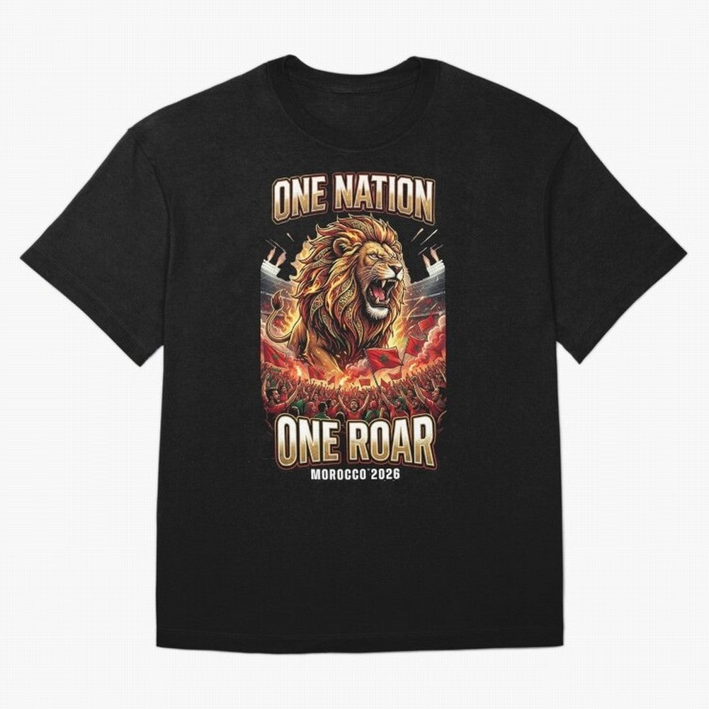 Morocco Football Fan - One Roar One Nation Classic T-Shirt Argentina Neymar World Cup 2026 Jersey, Jordan Football Tee, Football Fans, Adidas Fan Shirt, Nike Supporter Top, Pedri Switzerland Football Fans