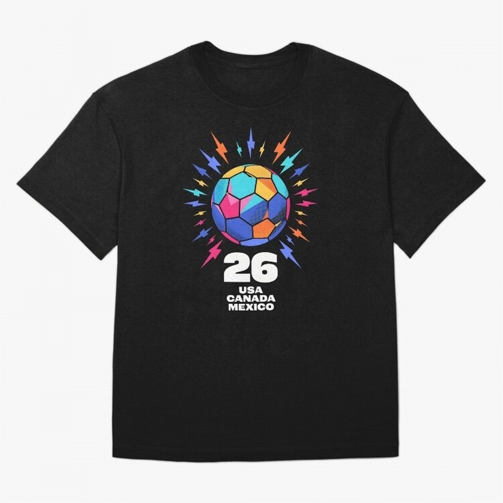 2026 Colorful Soccer Ball USA Canada Mexico 26 Classic T-Shirt Carry FIFA World Cup 2026 Group Stage Connected To, Nike Football Jersey For Group Stage, Adidas Soccer Shirt For Cristiano Ronaldo Fans, Jordan Fan Top, Mbappe Canada Group Stage