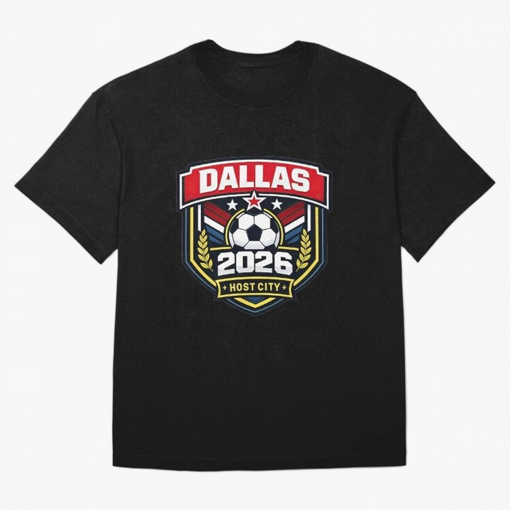 Dallas 2026 Host City Emblem with Laurel Classic T-Shirt Messi England Football Jersey, Jordan Football Tee, World Cup 2026, Adidas Fan Shirt, Nike Supporter Top, Messi France Fan Club