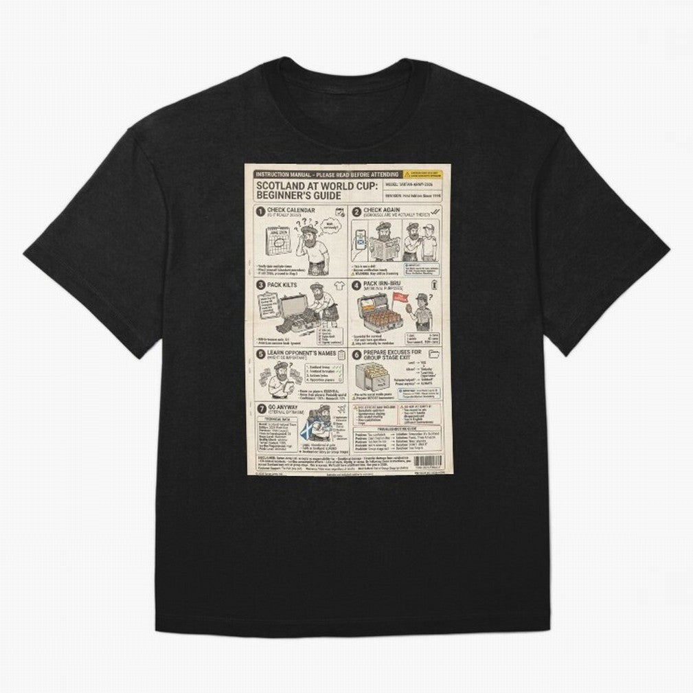 Scotland's Beginners Guide To The World Cup Classic T-Shirt FIFA World Cup 2026 Canada Bellingham, Adidas Football Jersey For Group Stage, Nike Soccer Shirt For Cristiano Ronaldo Fans, Jordan Match Day Top, Rodri Uruguay Stadium Chant