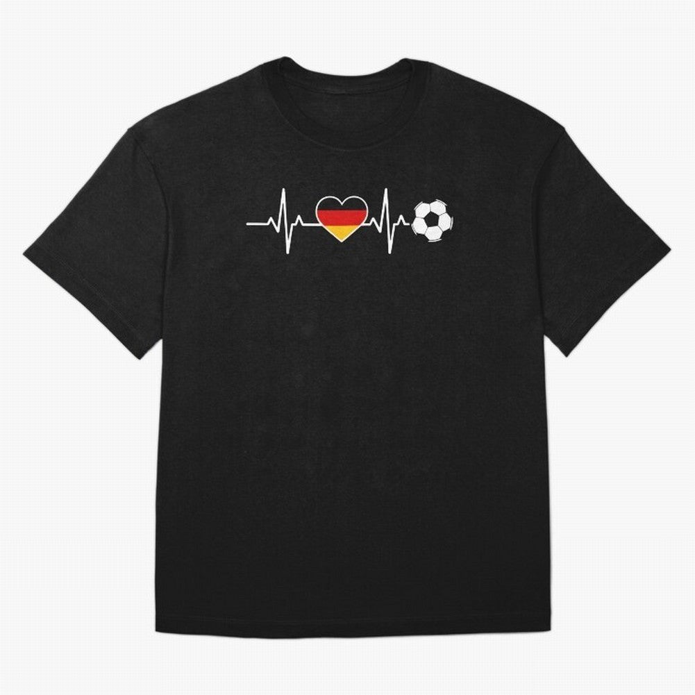 Germany Football Heartbeat | Deutschland Soccer Fan EKG Classic T-Shirt Portugal Messi World Cup 2026 Jersey, Adidas Soccer Tee, Match Day, Nike Football Fan Shirt, Jordan Supporter Top, Kane Netherlands Match Day