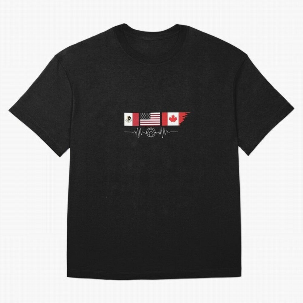 North America Soccer Heartbeat Flags 2026 Cup T-Shirt_82794888 Classic T-Shirt Bring International Match Energy To FIFA World Cup 2026, Nike Football Jersey For Match Day, Adidas Soccer Shirt For Cristiano Ronaldo Fans, Jordan Fan Top, Griezmann