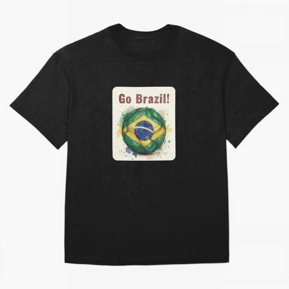Go Brazil Soccer Ball Flag | Brazilian Football Fan Graphic Tee Classic T-Shirt England Messi World Cup 2026 Jersey, Adidas Football Tee, Goal Celebration, Nike Soccer Shirt, Jordan Match Day Top, Yamal Switzerland Group Stage