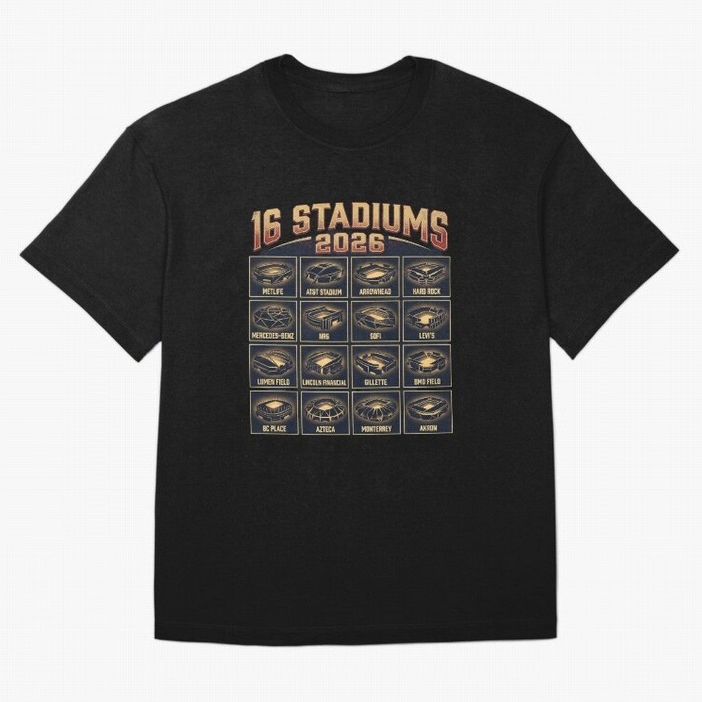 Sixteen Stadiums for 2026 World Cup Classic T-Shirt Celebrate The FIFA World Cup 2026 Journey Through, Jordan Football Jersey For Football Fans, Adidas Fan Shirt For Cristiano Ronaldo Fans, Nike Supporter Top, Pedri Canada Football Fans