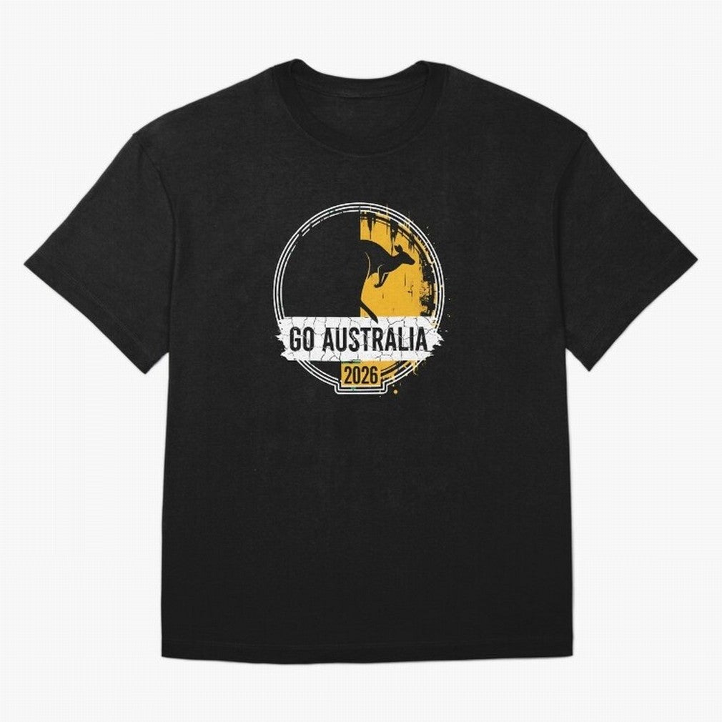Golden Green Kangaroo Emblem Go Australia 2026 Supporter Design T-Shirt_83662099 Classic T-Shirt Represent The Passion Of FIFA World Cup 2026 USA Canada Jersey, Adidas Football Tee, Mbappe France Fans, Nike Soccer Shirt, Jordan Match Day Top,