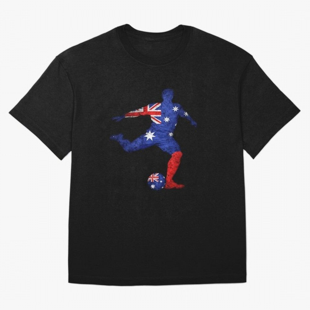 Australian Flag Silhouette Soccer World Cup Football Classic T-Shirt Bring Champion Energy Into The FIFA World Cup 2026 USA Jersey, Adidas Soccer Tee, Mbappe France Fans, Nike Football Fan Shirt, Jordan Supporter Top, Neymar Croatia Match Day