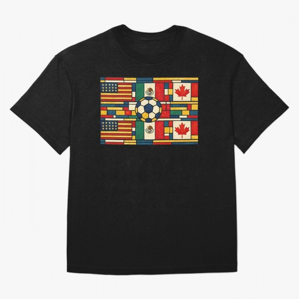 North American Football Flags World Cup Inspired Classic T-Shirt Build Global Football Passion For FIFA World Cup 2026 USA, Nike Football Jersey For Final Match, Adidas Soccer Shirt For Mbappe Fans, Jordan Fan Top, Lewandowski Uruguay Stadium Chant