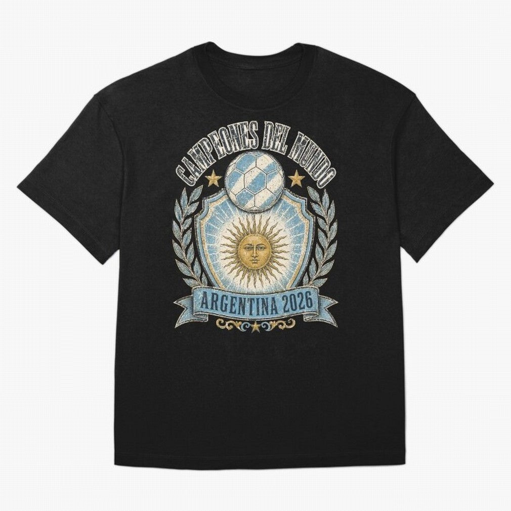 Campeones Del Mundo Argentina 2026 World Cup Soccer T-Shirt Classic T-Shirt Bring Retro Soccer Energy To FIFA World Cup 2026 Group Jersey, Jordan Football Tee, Messi England Fans, Adidas Fan Shirt, Nike Supporter Top, Son Croatia Football Fans