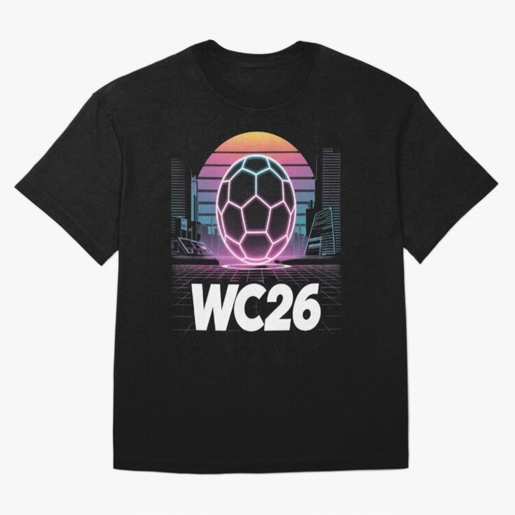 Retrofuturistic World Cup 2026 ¡ª Retro Sci-Fi Football Poster Classic T-Shirt Spain Mbappe World Cup 2026 Jersey, Jordan Football Tee, Football Fans, Adidas Fan Shirt, Nike Supporter Top, Yamal Morocco Football Fans