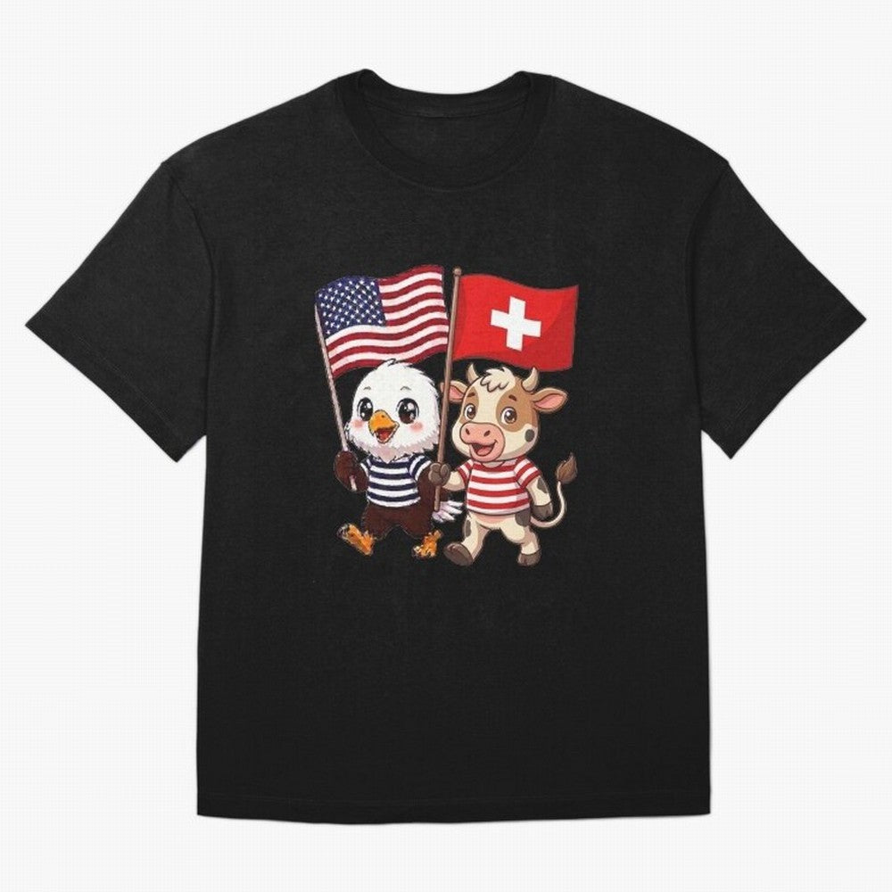 The American eagle and its friend, the Swiss calf Classic T-Shirt Celebrate Classic Football Spirit In FIFA World Cup 2026 Jersey, Adidas Soccer Tee, Messi France Fans, Nike Football Fan Shirt, Jordan Supporter Top, Rodri Mexico Supporter Night