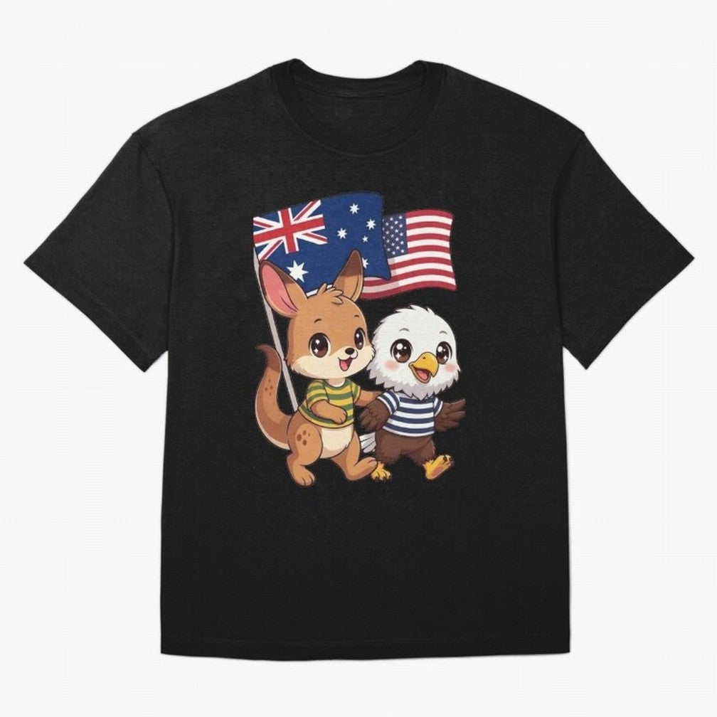 the Australian kangaroo and its friend the American eagle Classic T-Shirt Embrace Match Day Hype Around FIFA World Cup 2026 USA Jersey, Adidas Football Tee, Messi Portugal Fans, Nike Soccer Shirt, Jordan Match Day Top, Neymar England Watch Party