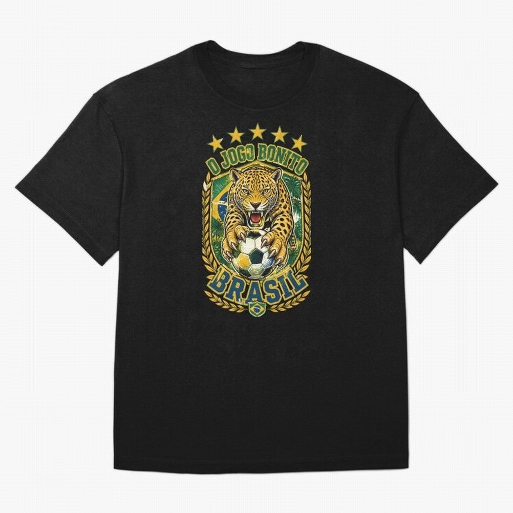 Brazil Soccer Jaguar - O Jogo Bonito Vintage 5 Stars Football Fan T-Shirt Classic T-Shirt Germany Messi World Cup 2026 Jersey, Nike Match Day Shirt, Group Stage, Adidas Supporter Tee, Jordan Soccer Fan Top, Bellingham Switzerland Match Day