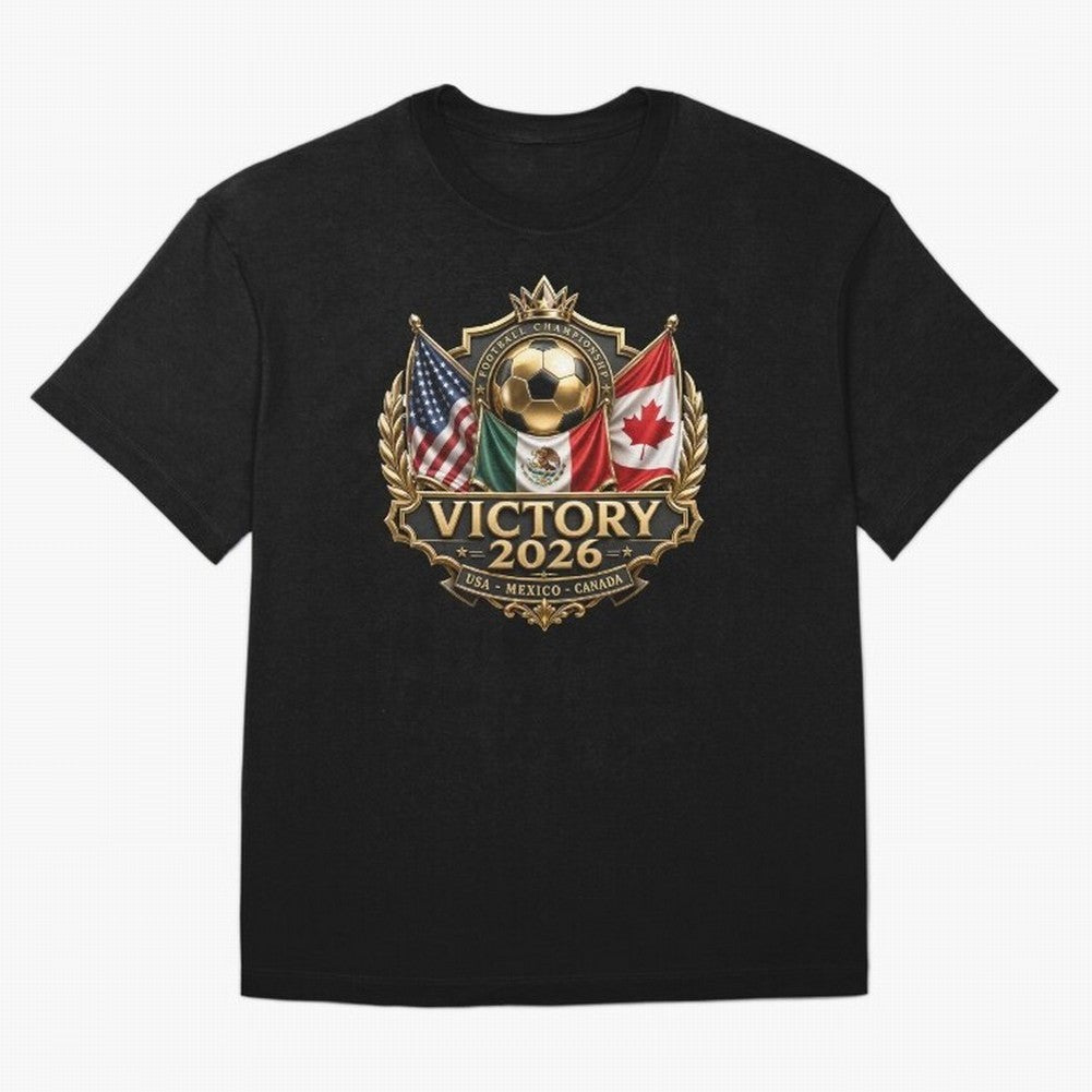 Victory 2026 USA Mexico Canada Football Crest Classic T-Shirt Relive FIFA World Cup 2026 USA Canada Mexico Inspired By Jersey, Jordan Supporter Tee, Haaland Spain Fans, Nike World Cup Shirt, Adidas Football Fan Top, Musiala Mexico Goal Celebration