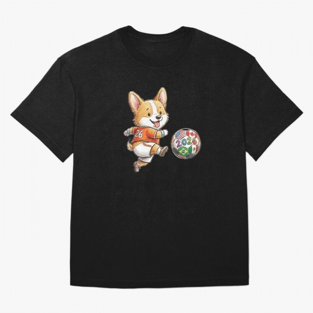 Cute Corgi Soccer Striker - 2026 World Cup Orange Jersey Classic T-Shirt France Messi World Cup 2026 Jersey, Adidas Match Day Tee, Knockout Round, Jordan Football Shirt, Nike Soccer Fan Top, Bellingham Switzerland Fan Club