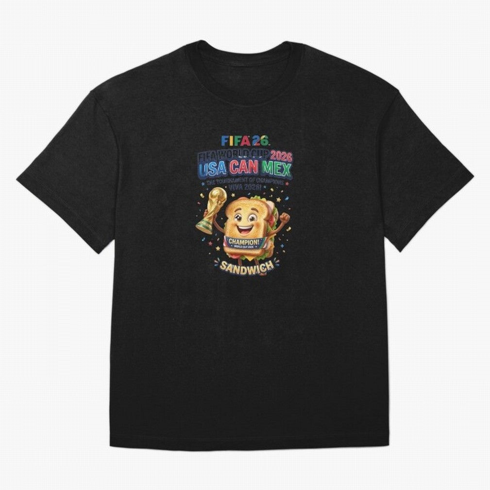 Cartoon Sandwich Champion Holding 2026 World Cup Trophy Classic T-Shirt Bring Match Day Fire To The FIFA World Cup 2026 Group, Adidas Match Day Jersey For Match Day, Jordan Football Shirt For Neymar Fans, Nike Soccer Fan Top, Yamal Ecuador Football