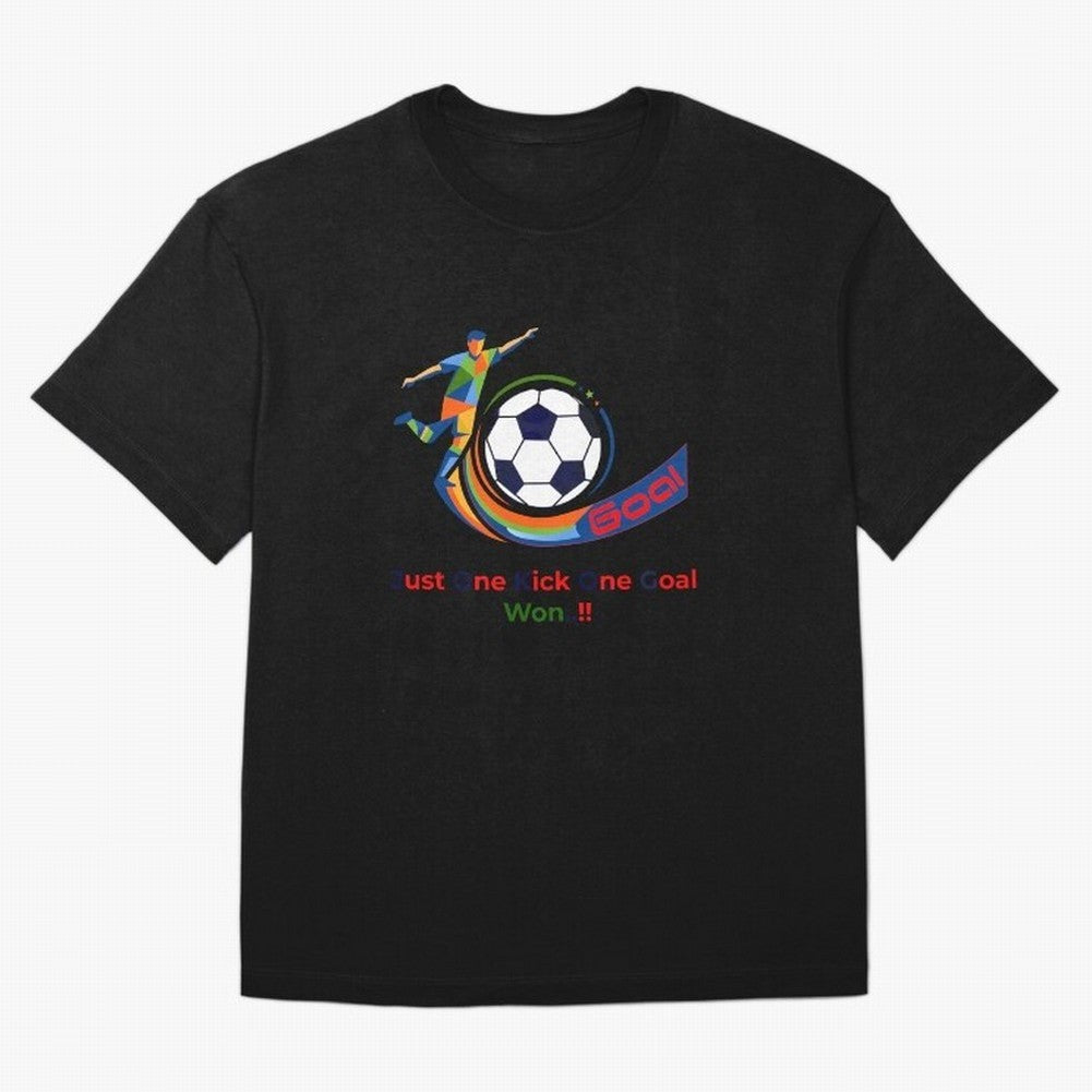 Football Striker Goal Celebration - Just One Kick Classic T-Shirt Celebrate Classic Football Spirit In FIFA World Cup 2026, Nike Match Day Jersey For Supporter Night, Adidas Supporter Tee For Messi Fans, Jordan Soccer Fan Top, De Bruyne Ecuador