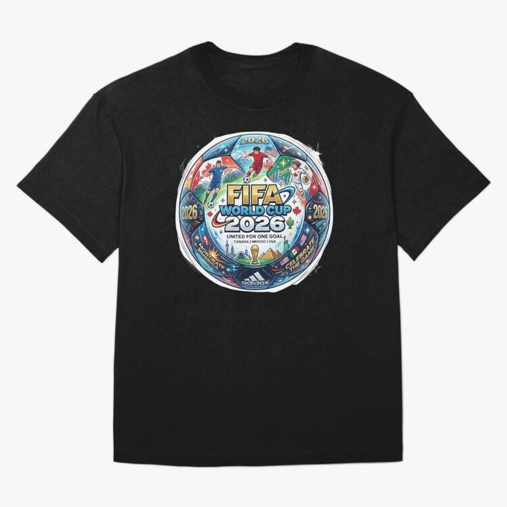 FIFA World Cup 2026 Official Match Ball Concept Art - Canada Mexico USA T-Shirt Messi England Football Jersey, Adidas Match Day Tee, World Cup 2026, Jordan Football Shirt, Nike Soccer Fan Top, Yamal Belgium Football Fans