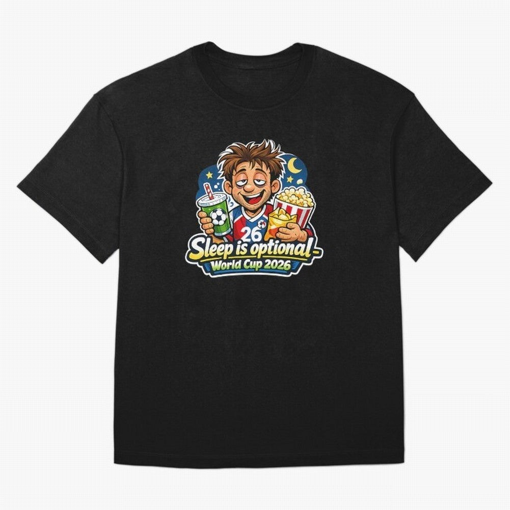 Sleep Is Optional World Cup 2026 Soccer Fan Night T-Shirt Celebrate The Biggest Stage Of The FIFA World Cup 2026 Fan Jersey, Jordan Football Tee, Argentina Supporter Shirt, Adidas Fan Shirt, Neymar Nike Supporter Top, Lewandowski Brazil Knockout