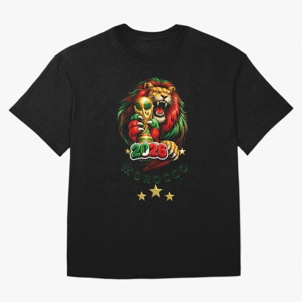 Moroccan Lion World Cup 2026 Design T-Shirt Cristiano Ronaldo Spain Football Jersey, Nike Fan Tee, World Cup 2026, Jordan Soccer Shirt, Adidas Match Day Top, Lewandowski France Soccer Fans