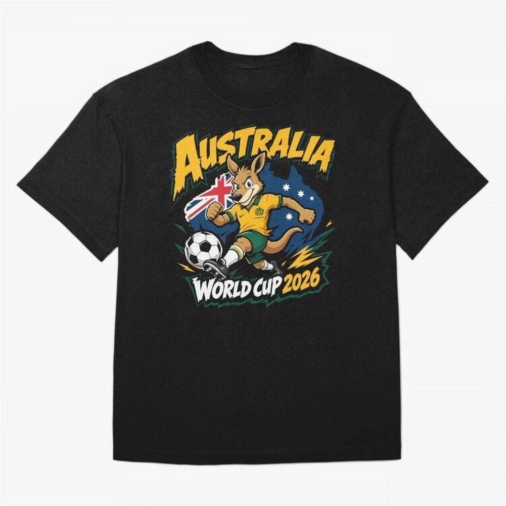 Australia World Cup 2026 Kangaroo Soccer Fan Art T-Shirt Follow Every Goal Of FIFA World Cup 2026 USA Canada Fan Jersey, Jordan Football Tee, Germany Supporter Shirt, Adidas Fan Shirt, Neymar Nike Supporter Top, Neymar Germany Fan Club