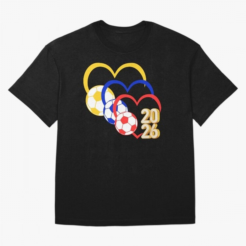 Football 2026 Hearts Colombia Sports Design T-Shirt Create FIFA World Cup 2026 Group Stage For Fans Of Mbappe Fan Jersey, Nike Football Tee, Portugal Supporter Shirt, Adidas Soccer Shirt, Mbappe Jordan Fan Top, Musiala Germany Group Stage