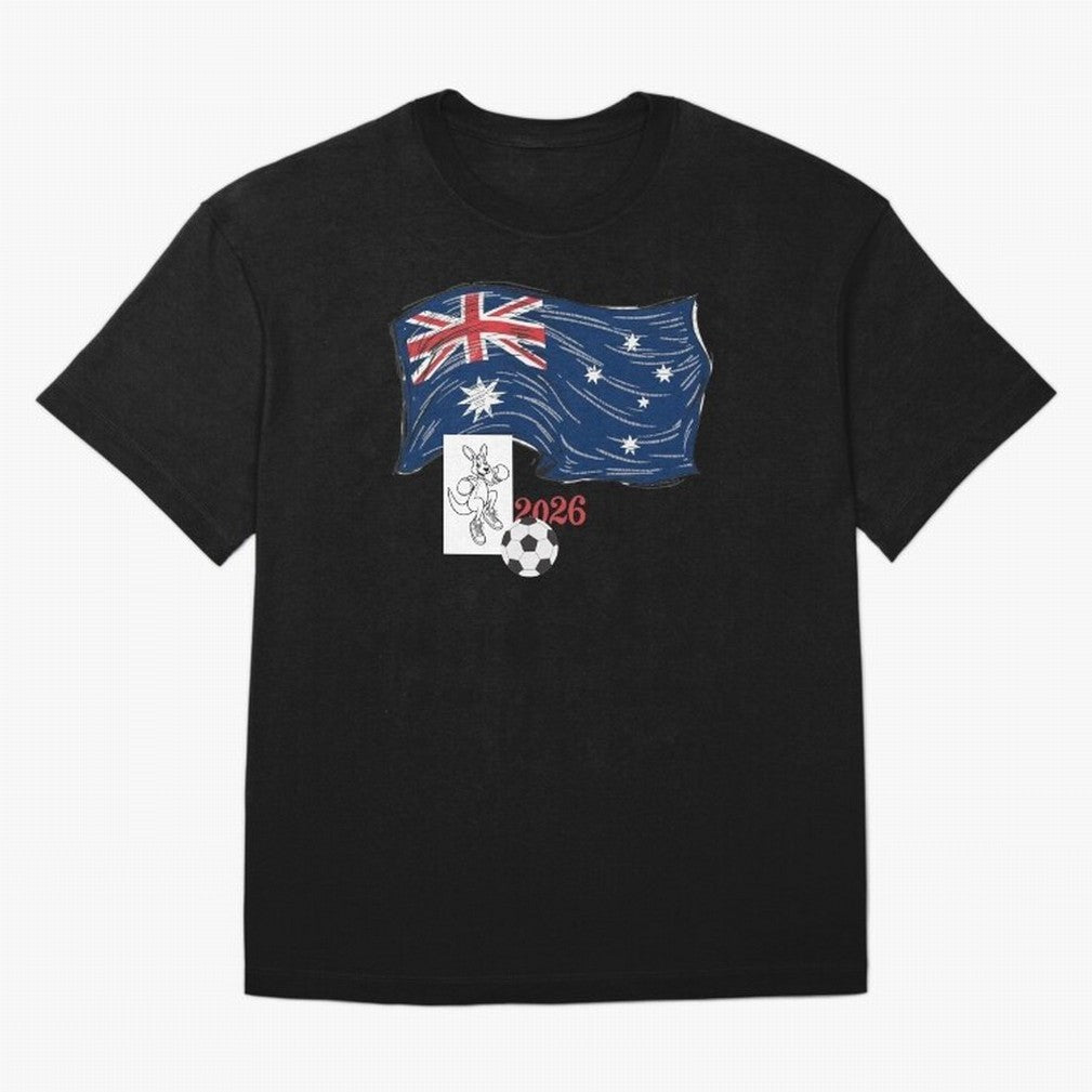 Australia 2026 Soccer Pride - Boxing Kangaroo & Dynamic Waving Flag. T-Shirt FIFA World Cup 2026 Canada Griezmann, Nike Football Jersey For Goal Celebration, Adidas Soccer Shirt For Cristiano Ronaldo Fans, Jordan Fan Top, Musiala Argentina Group