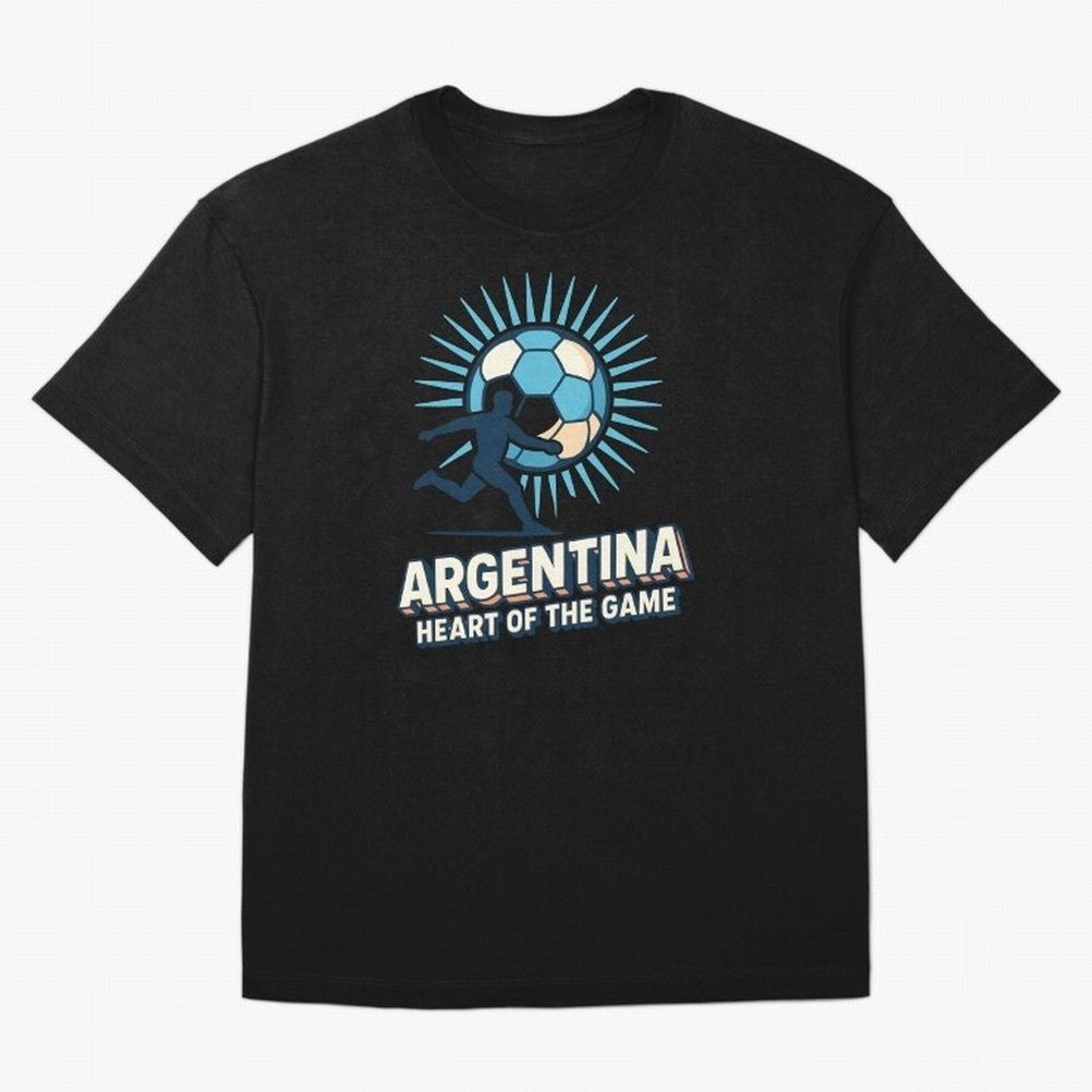 Argentina Heart of the Game ¨C Retro Soccer Fan Design T-Shirt Messi Argentina Football Jersey, Jordan Football Tee, World Cup 2026, Adidas Fan Shirt, Nike Supporter Top, Kane Belgium Fan Club