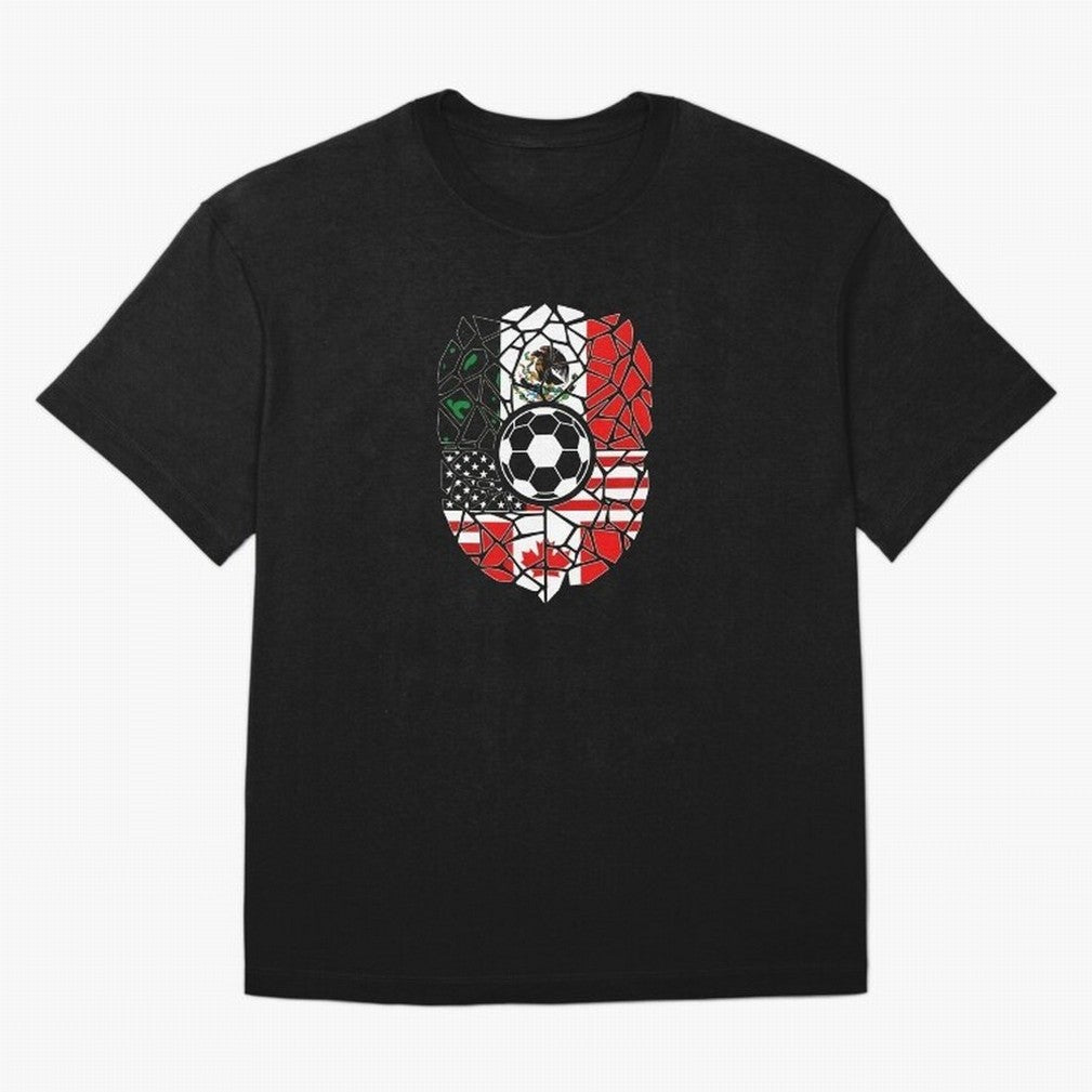 Mosaic Soccer Crest USA Canada Mexico Unity 2026 T-Shirt_82794688 T-Shirt Bring A Vintage Feel To The FIFA World Cup 2026 USA, Adidas Soccer Jersey For Match Day, Nike Football Fan Shirt For Messi Fans, Jordan Supporter Top, Modric Ecuador