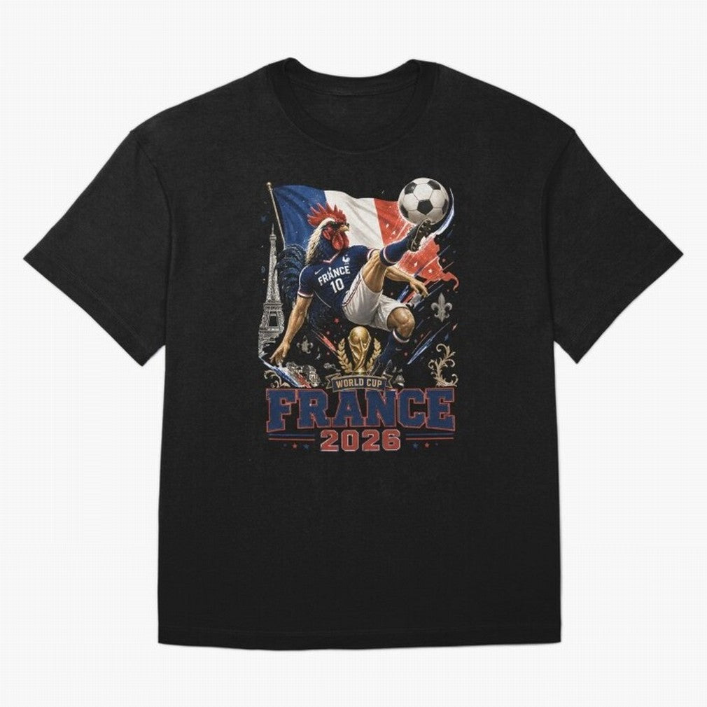 France Football World Cup 2026 Retro Rooster Kick - Les Bleus T-Shirt Support Iconic Players In FIFA World Cup 2026 For Fans Of Fan Jersey, Adidas Soccer Tee, Portugal Supporter Shirt, Nike Football Fan Shirt, CR7 Jordan Supporter Top, Neymar Japan