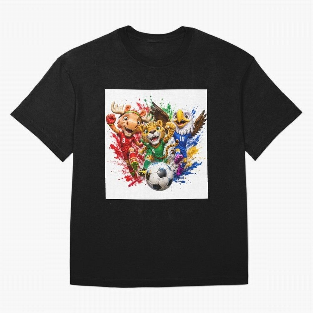 World Football Mascots ¨C Ultimate Soccer Fan Cartoon Design T-Shirt Brazil Cristiano Ronaldo World Cup 2026 Jersey, Jordan Supporter Tee, Final Match, Nike World Cup Shirt, Adidas Football Fan Top, Vinicius Germany Goal Celebration