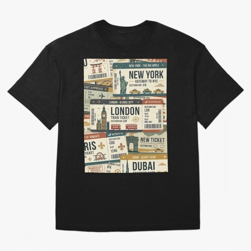 World Travel Ticket Aesthetic Collage Global City Vibes T-Shirt Cristiano Ronaldo Argentina Football Jersey, Adidas Football Tee, World Cup 2026, Nike Soccer Shirt, Jordan Match Day Top, Neymar Belgium Watch Party