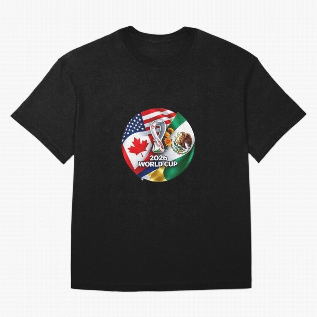 Host Trio Flags Circular Emblem T-Shirt Bring Stadium Energy To FIFA World Cup 2026 Group Stage Fan Jersey, Jordan Football Tee, Argentina Supporter Shirt, Adidas Fan Shirt, Cristiano Ronaldo Nike Supporter Top, Griezmann Sweden Fan Club