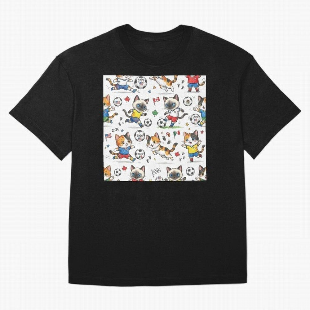 Chibi Soccer Cats 2026 - Cute Football Kittens Pattern T-Shirt Mbappe Netherlands Football Jersey, Adidas Match Day Tee, World Cup 2026, Jordan Football Shirt, Nike Soccer Fan Top, Haaland USA Knockout Round