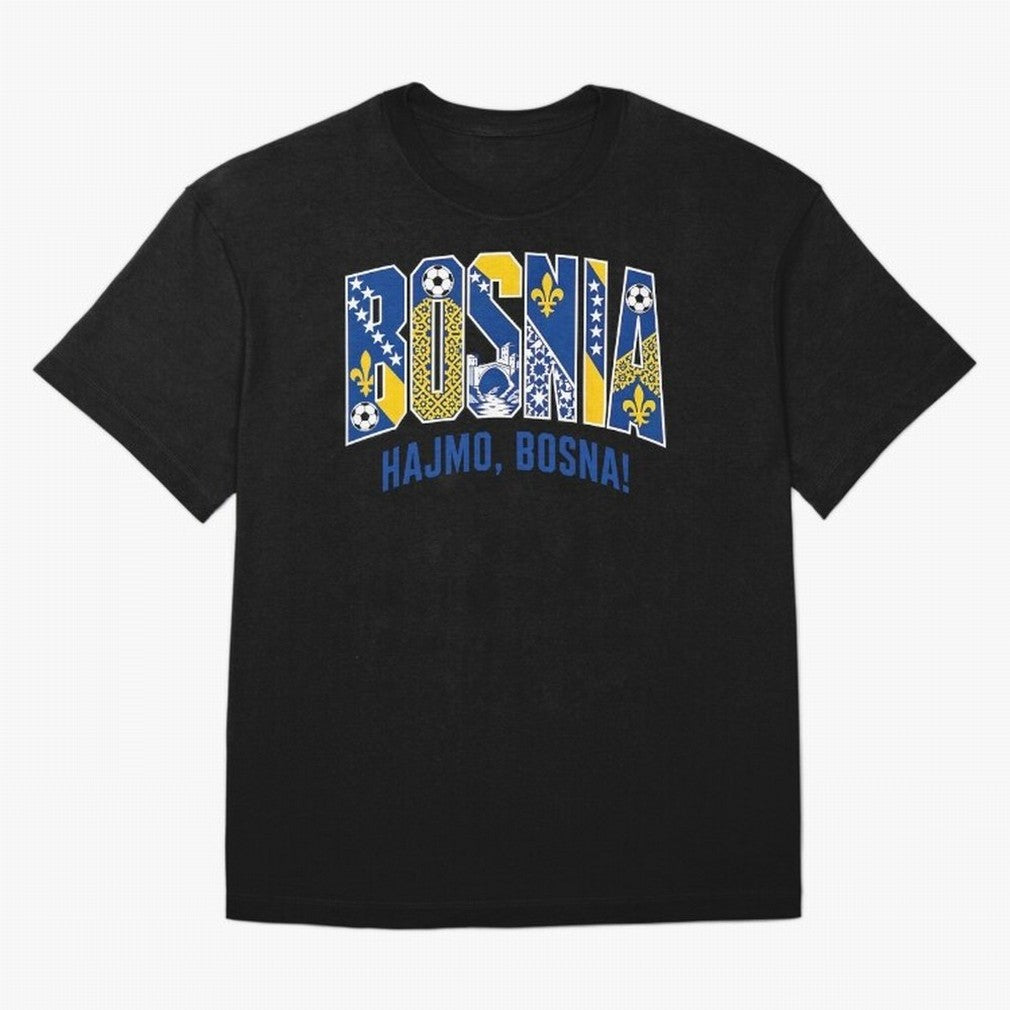 Bosnia Hajmo Bosna Football Soccer Fan Bosnian Supporter Flag T-Shirt FIFA World Cup 2026 Argentina Messi Jersey, Jordan Supporter Tee, Mbappe England Fans, Nike World Cup Shirt, Adidas Football Fan Top, Pedri Australia Goal Celebration